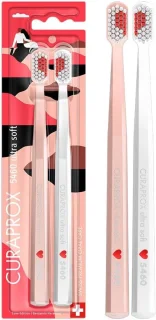Tandenborstel set - 2 stuks - wit en roze