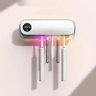 Tandenborstelreiniger met uv-ontsmetterhouder - wit
