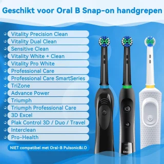 Thijox - 16 pack vervangingsborstelkoppen voor elektrische tandenborstel Oral B Braun