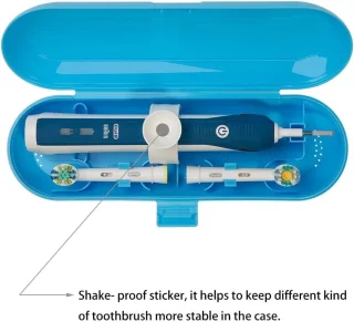 Thijox kunststof elektrische tandenborstel reiskoffer voor Oral-B Pro Series - blauw, 3 stuks