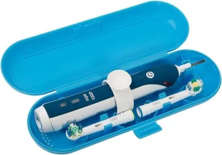 Thijox kunststof elektrische tandenborstel reiskoffer voor Oral-B Pro Series - blauw, 3 stuks