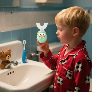 U-vormige elektrische tandenborstel voor kinderen - blauw