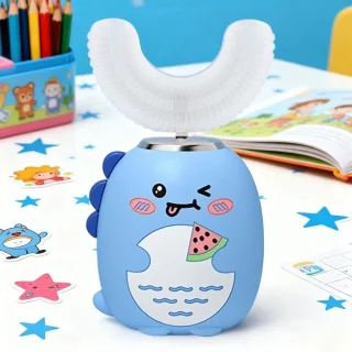 U-vormige elektrische tandenborstel voor kinderen, blauw