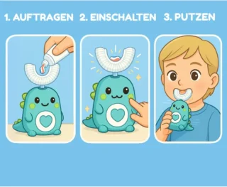 U-vormige elektrische tandenborstel voor kinderen - Dino (blauw)