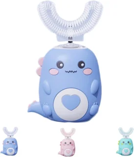 U-vormige elektrische tandenborstel voor kinderen - Dino (blauw)