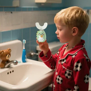 U-vormige elektrische tandenborstel voor kinderen - wit
