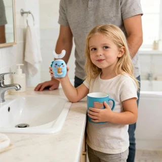 U-vormige tandenborstel voor kinderen - blauw