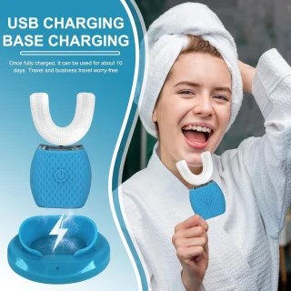Ultrasone elektrische tandenborstel 360° U-vormig wit ShopVlot
