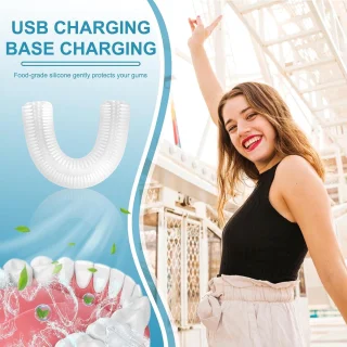 Ultrasone elektrische tandenborstel 360° U-vormig wit ShopVlot