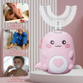 Ultrasone elektrische tandenborstel U-vorm voor kinderen - roze