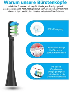 Vervangende borstelkoppen voor elektrische tandenborstel zwart 5 stuks