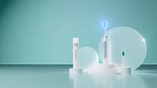 WOOSMILE elektrische sonische tandenborstel met LED en 2 opzetborstels