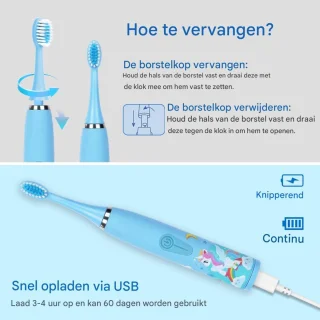 Ynkkvre Elektrische kindertandenborstel Blauw