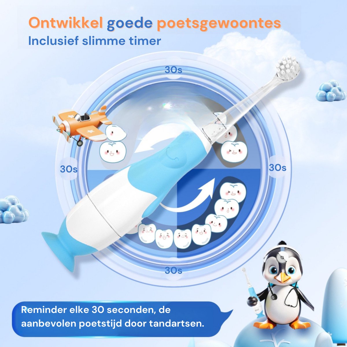 Youha Elektrische Tandenborstel Baby & Kind Lichtblauw