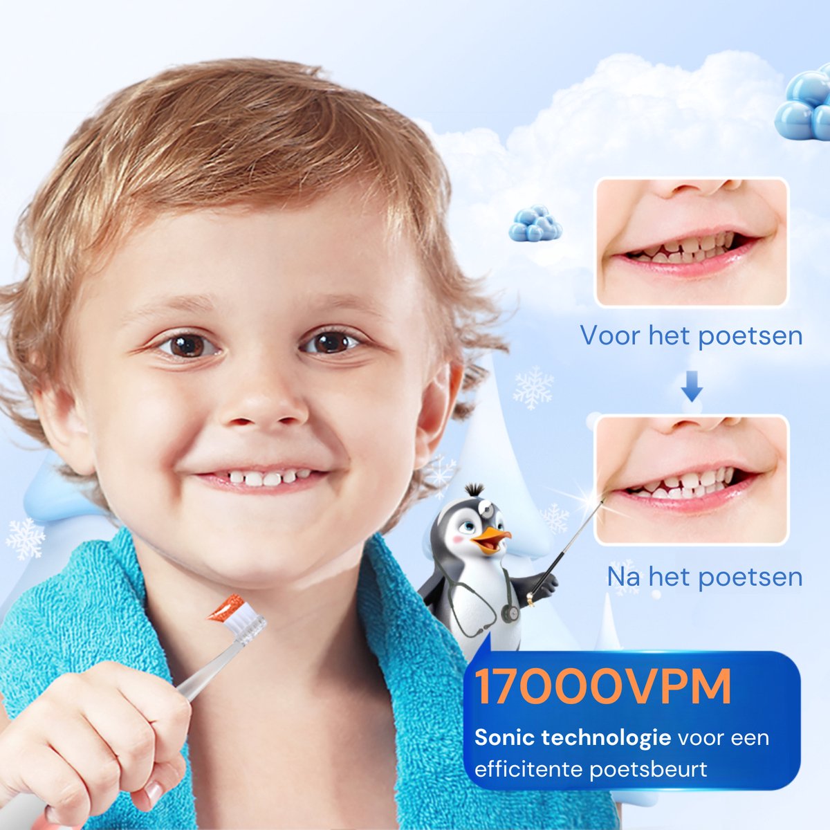 Youha Elektrische Tandenborstel Baby & Kind Lichtblauw
