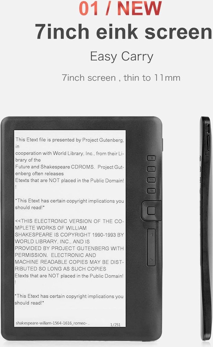 E-booklezer 7 Inch TFT LCD 4GB met Beschermhoes