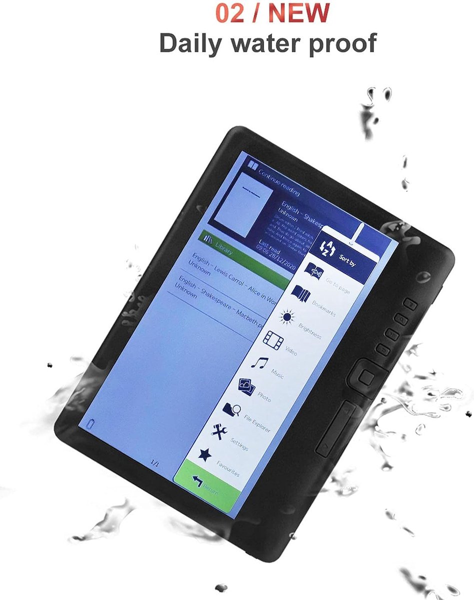 E-booklezer 7 Inch TFT LCD 4GB met Beschermhoes