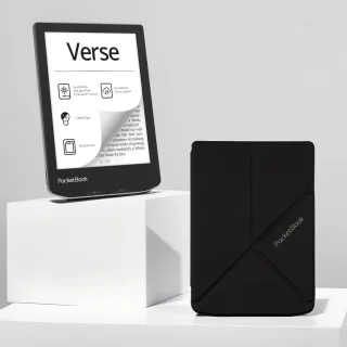 De PocketBook Verse e-reader Mist Grey met Origami zwart hoesje in één oogopslag
