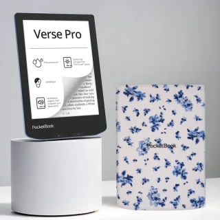 De PocketBook Verse Pro Azure e-reader met bloemenhoesje in één oogopslag