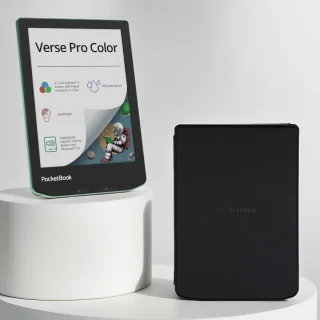 PocketBook Verse Pro Color e-reader Sage Glow met zwart hoesje