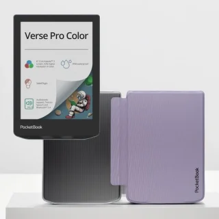 PocketBook Verse Pro Color e-reader (Stormy Sea) + PocketBook hoesje transparant paars