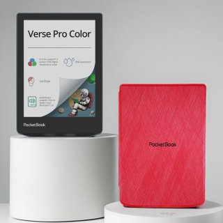 De PocketBook Verse Pro Color e-reader (Stormy Sea) + rood hoesje in één oogopslag