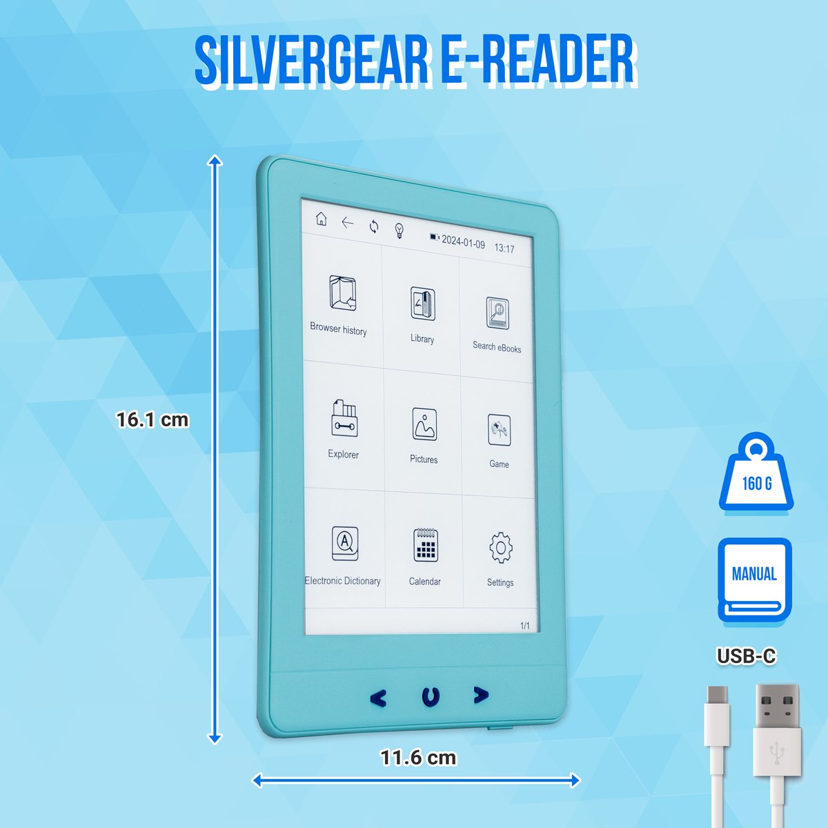 Wat vinden we goed aan de Silvergear eReader 6 inch Blauw 4GB
