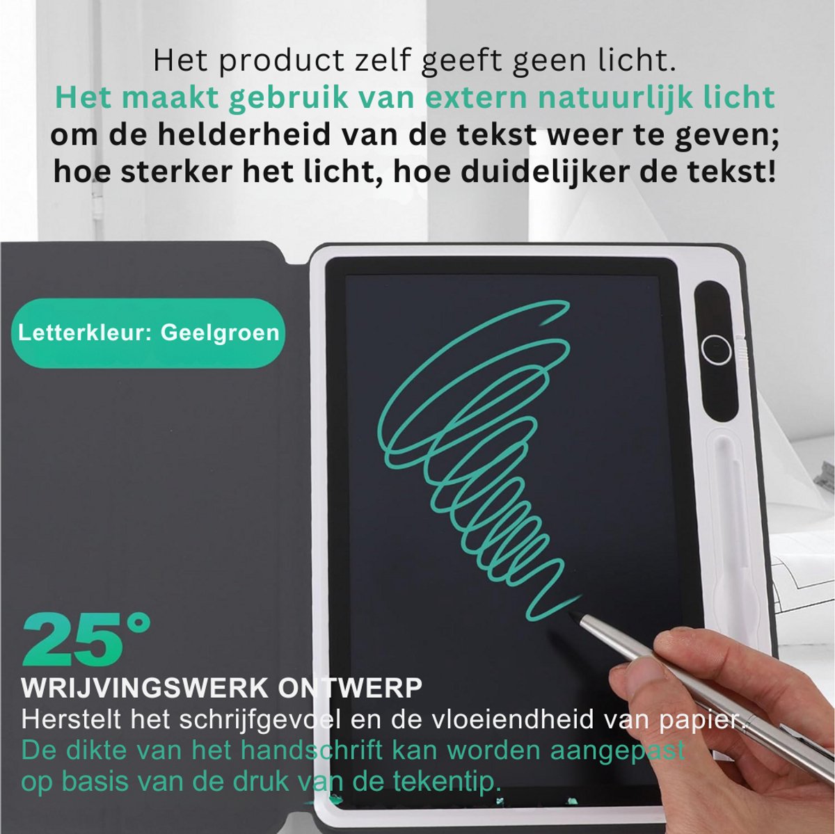 Zavira digitaal notitieblok e-rader zwart lederen hoes
