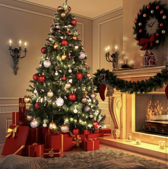 Groene kerstboom met lampjes 2.1M kunstmatige kerstboom met 1000 tips