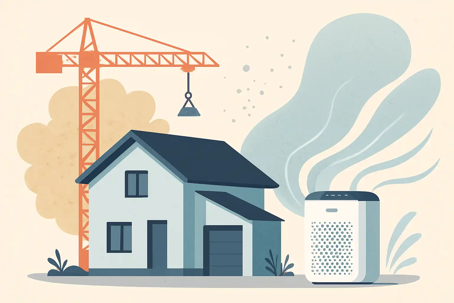 Nieuwbouw en luchtreinigers: zo pak je bouwvocht, uitgassing en stof direct aan
