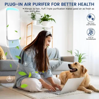 Plug-in luchtreiniger - Negatieve ionentechnologie, stille werking voor thuisgebruik, negatieve ionenluchtreiniger voor slaapkamer, kantoor, dierenkamer, badkamer, wit - 4-pack
