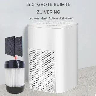 BolFlow® Luchtreiniger - HEPA - USB - Air purifier - Koolstoffilter - Ionisator - Stil & Compact - Voor Kantoor, Auto, Thuis - Wit