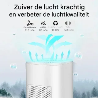 BolFlow® Luchtreiniger - HEPA - USB - Air purifier - Koolstoffilter - Ionisator - Stil & Compact - Voor Kantoor, Auto, Thuis - Wit