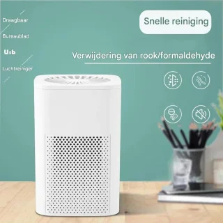 BolFlow® Luchtreiniger - HEPA - USB - Air purifier - Koolstoffilter - Ionisator - Stil & Compact - Voor Kantoor, Auto, Thuis - Wit