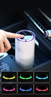 Luchtreiniger / Air purifier - Hoge Efficiëntie, HEPA-filter, Stille Werking + Extra Aromapad - Auto/Huishouden/Kantoor - zuivert de lucht, helpt tegen hooikoorts, stof, allergie - Oplaadbaar - 150 m³/h - ZWART -klein/small