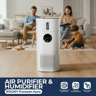 Amolass - Luchtreiniger - Luchtbevochtiger - Luchtzuiveraar - Met HEPA-Filter + Koolstoffilter - Tegen Huisstofmijt en Geur