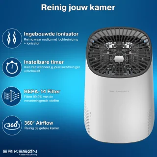 Erikssøn Air Purifier Elite Wit 2x HEPA-14
