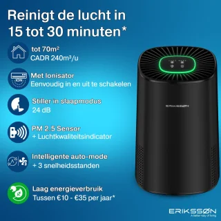 Erikssøn Air Purifier Elite Zwart 240 m3/u