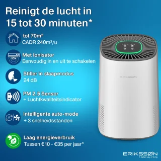 Erikssøn Elite Luchtreiniger Wit HEPA-14