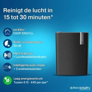 Erikssøn Luchtreiniger met Luchtbevochtiger Air Purifier 330 m3/u