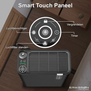 Erikssøn Luchtreiniger met Luchtbevochtiger Air Purifier 330 m3/u