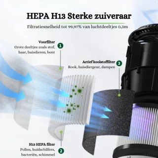 Hepa H13 Luchtreiniger Wit CADR 220 m³/h