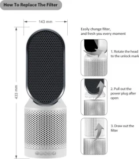 Luchtreiniger Carbon HEPA Ionisator 40° draaibaar