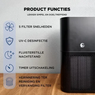 Luchtreiniger HEPA + UVC Anti Bacterie & Virus