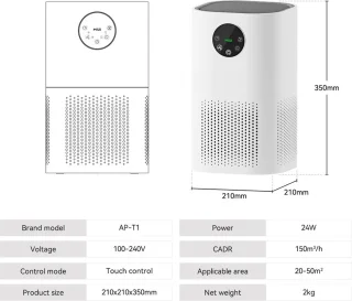 MIUI Luchtreiniger met HEPA Filter 150m³/h