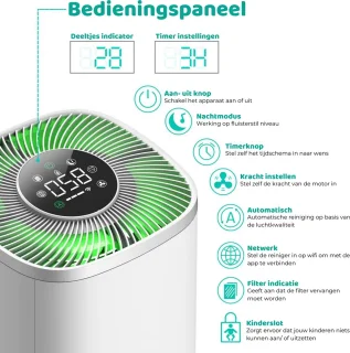 Modito luchtreiniger Air Purifier Wit 210 m³/u