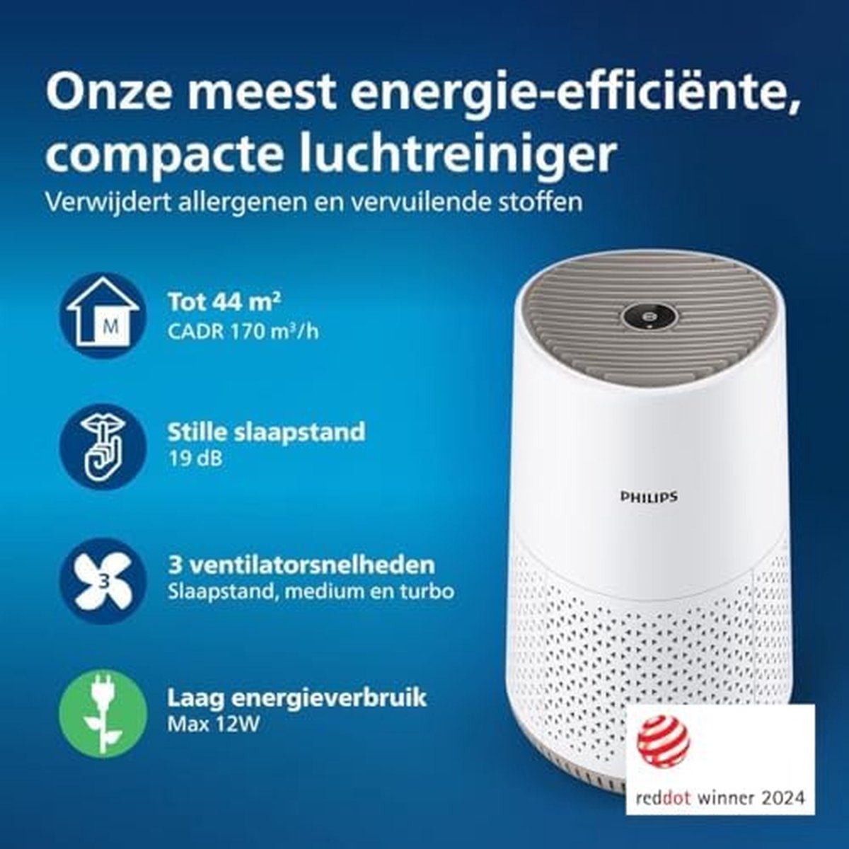 N.lux Luchtreiniger met HEPA-filter voor ruimtes tot 45m2
