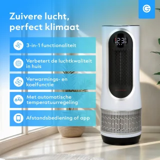 Silvergear Luchtreiniger Hot & Cold 3-1 met HEPA 13 Filter Wit