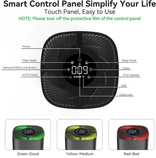 Smart Air Purifier DN-905 Luchtreiniger Zwart