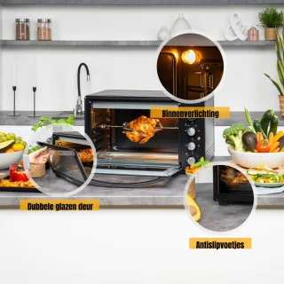 MMP® Heteluchtoven - Oven - Airfryer Oven - 45 Liter - 2000 Watt - Zwart - 56cm x 41cm x 35cm